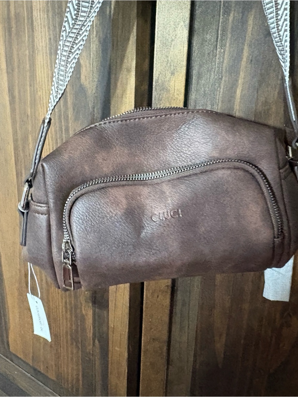 CLUCI Brown Crossbody Bag Adjustable Patterned Strap NWT